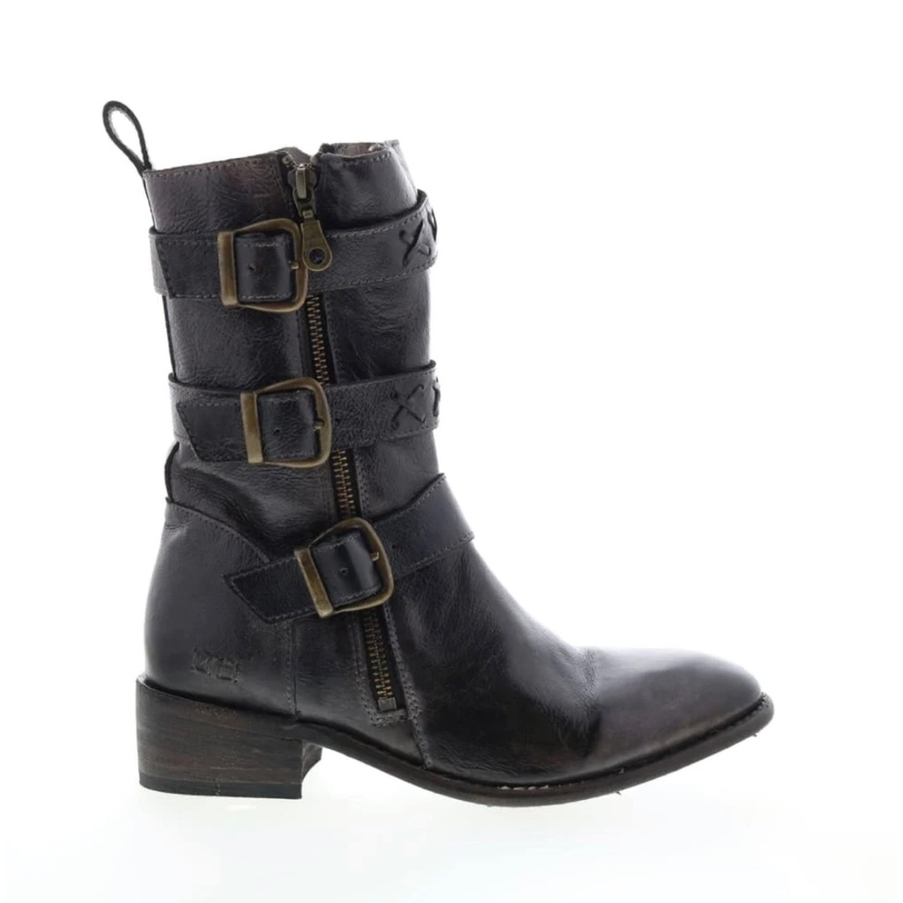 BED STU blanchett 3 buckle boot dark brown leather zip up rock n roll feel 9.5